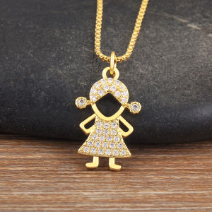 Hot Sale Classic Son Daughter Sparkling Zircon Pendant Necklace For Women Men Girls Boys Fashion Cute Jewelry Accessories