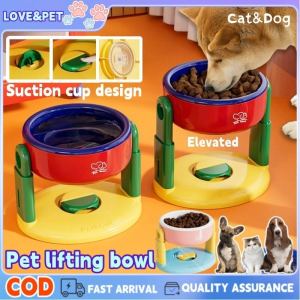Pet Adjustable Height Food Bowl Suction Cup High Footed Bowl Removable Cleaning Neck Protection Bowl