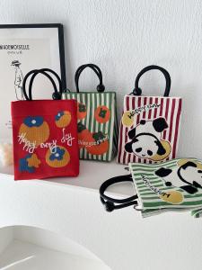 2024 Knitted Small Square Crossbody Shoulder Bag Fashionable Mobile Phone Case Artistic Cartoon Pattern Handbag Womens Bag