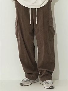 Celana Cargo Corduroy pria celana cargo panjang  korean style Celana Kargo Panjang Corduroy Loose Pants Cargo Gombrang Celana Cargo Baggy Panjang celana korduroy Panjang Pria baggy pants celana kulot pria oversize corduroy pants hitam celana pria keren