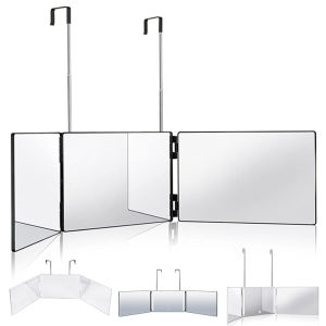 11THThree Sides Folding Mirror with Lighting Cosmetic Mirror Self Hairdressing Mirror for Hair Coloring Braiding DIY Haircut
