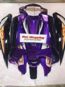 เปลือกมอเตอร์ไซร์รุ่นเวฟ125SโฉมIไฟเลียวบังลมสีม่วงดำมี13ชิ้นเปลือกงานABSประกอบสนิท