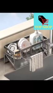 TOP SHOP 1pcs Sponge Drainer Rack Stainless Kitchen Organizer Bathroom Sink Rack Soap Holder Organizer Rack