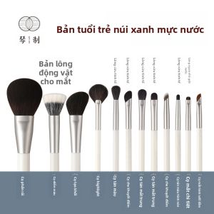 QINZHI | Bộ Cọ Trang Điểm Mặt & Mắt Dễ Sử Dụng Cho Người Mới Bắt Đầu Lông Động Vật