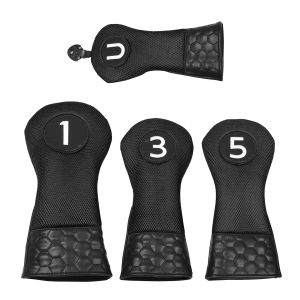 kaiersn | New 4pcs/Set Golf Headcover Driver Fairway Hybird Wood Head Cover Set PU Leather Soft Durable Golf Woods Club Accessories 