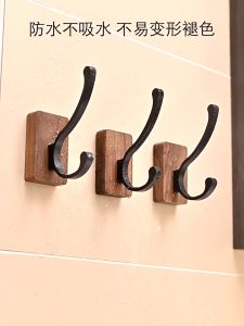SG Seller- Nordic Style Solid Wood Black white Wooden Hook Towel Hanger Door Hook Wall Rack Hooks Coat Clothes Holder