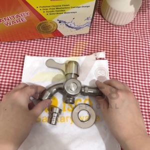 Kran Cabang Double Shower Stainless 304 & Keran Air Tembok Kamar Mandi SUS 304 Merk ISCO