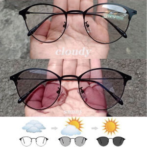 [YAN K] Photochromic Anti Radiation Sunglasses for Women Metal Glasses Blue Light Eyewear Replaceable Lens Eyeglasses