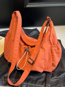 Summer Nylon Shoulder Bag Womens Commuter Underarm Bag Large Capacity Casual Crossbody Dumpling Bag Korean Style Pure Color