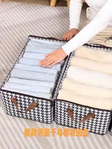 Large Household Steel Frame Storage Box With Lid Clothing Foldable Organizer Home Wardrobe Sorting Box With Handle