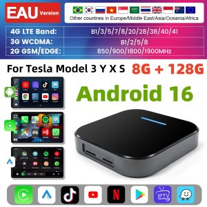 Bộ Chuyển Đổi CarPlay Không Dây Cho Tesla Model 3 Y X S Hỗ Trợ Wifi/Bluetooth Kép Android 16 Hộp Đa Phương Tiện Thông Minh AI Với Android Auto Và Dẫn Đường.