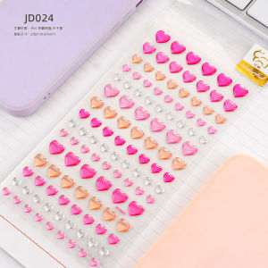 3D Crystal Stickers Heart Star Design Children Girls Water Cup Guka Decoration Paper Craft Business Supplies Basic Packaging