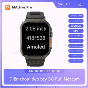 Đồng Hồ Thông Minh Microwear Ultra Ai3 4G Android Google Play 180 °   Camera Xoay WiFi GPS SIM Màn Hình AMOLED 2.06 Inch Mặt Số Xoay Thiết Bị Theo Dõi Sức Khỏe