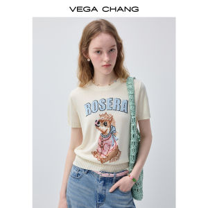 VEGA CHANG | Áo Thun Ngắn Tay Thoáng Khí In Họa Tiết Jacquard