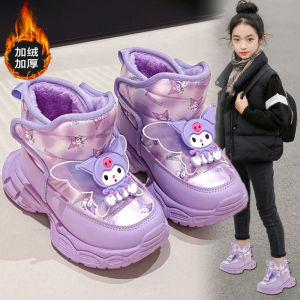 Thickened Fleece Childrens Snow Boots Waterproof Winter Shoes for Girls Duck Design Cotton Boots Harbin Style Mid-Calf Boots