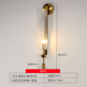 Luxurious Crystal Wall Lamp Modern Simple Bedroom Corridor Light Living Room Background Wall Lighting Iron Glass LED Bulb Included