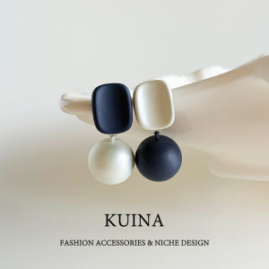kuina | Elegant French Style Blue Pearl Earrings Contrast Color Design