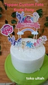(Custom Foto) Topper / Hiasan Kue Ulang Tahun Karakter Kuda Pony Hiasan Kue Custom My Little Pony Hiasan Kue Dengan 9 Potongan - Lazada