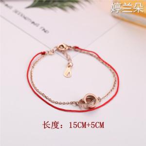 Vòng Đeo Chân Vàng Hồng Kép Bằng Thép Titan Cho Phụ Nữ Vòng Cổ Xương Đòn Bằng Dây Thừng Đỏ Vòng Tay Nữ Quà Tặng Trang Sức Thời Trang