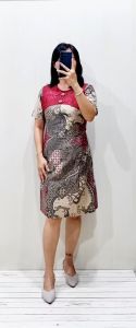 COD Set Pakaian Couple Kemeja Blus Dress Batik Sherina Merah