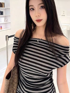 Áo Thun Tay Ngắn Kẻ Sọc Cổ Điển Kiểu Pháp Cho Nữ Mùa Hè Thiết Kế Mới Ôm Eo Thon Gọn Thời Trang Áo Thun Cotton Thường Ngày