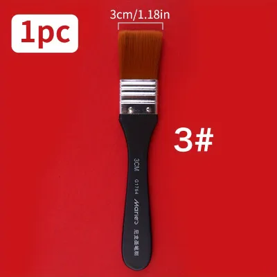 1pc Maries Nylon Flat Brush with Wooden Handle 7 Different Sizes- Perfect for Applying Gesso Acrylic Oil Gouache DIY Paint