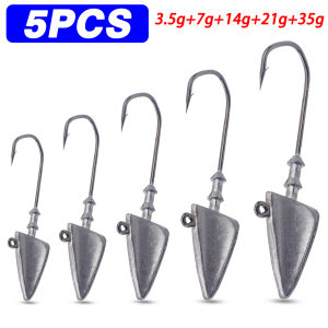 5pcs Triangle Head Hooks 3.5g 5g 7g 10g 21g 35g Ship Type Fishing Hook Texas Rig Fishing Tackle Gear Sinker Pesca Set Soft Lure