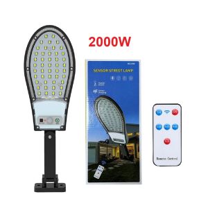 Đèn LED Năng Lượng Mặt Trời Siêu Mạnh 80000000LM 3000W/2000W Đèn Tường Ngoài Trời Có Cảm Biến Chuyển Động 3 Chế Độ Chiếu Sáng Đường Phố An Ninh Chạy Bằng Năng Lượng Mặt Trời