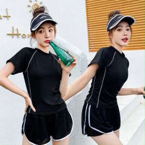 【Mermaid Swimsuit】Ready stocks  suit for women Beach wear Swimsuit women Korean version High waisted Swimwear泳衣女装 保守 显瘦 Plus size womens South Korean beach sports quick drying forever short sleeved shorts