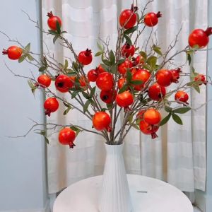 Cành lựu giả trang trí cao cấp 6 quả cành hoa trang trí tết mang lại tài lộc