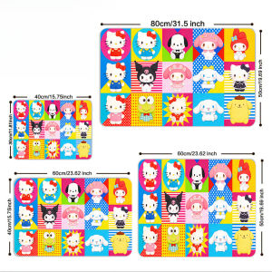 Sanrio | Sanrio Characters Colorful Checkerboard Print Placemat Non-Slip Rubber Base Washable Table Mat for Kitchen Decor