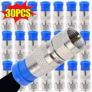 5/30pcs Universal RG6 Compression Connectors Kit Waterproof Coaxial Cable Adapters Portable Electrical O-Ring Connector Fitting