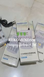 Doblepow Charger Baterai AA & AAA: 4 Slot Isi Ulang
