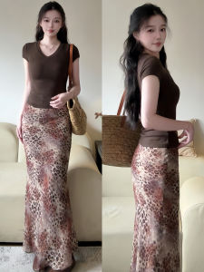 YIFANSHI | Chân Váy Xòe In Hoa Đốm Báo