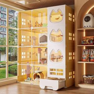 Large Cat Villa Indoor Cat House with Litter Box