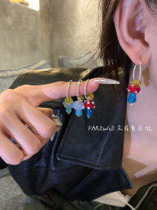 Hoa Tai Nấm Nhỏ Màu Sắc Dễ Thương Mùa Thu Đông Phong Cách Rừng Cho Học Sinh 925 Khuyên Tai Đỏ Đơn Giản Đa Năng Trang Sức Phụ Kiện