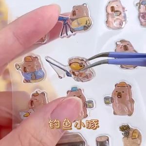 2025 Capybara Cartoon 3D Resin Stickers Anime Sticker for Kids Christmas Gift Toy Scrapbooking DIY Decoration Stickers birthday gift