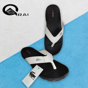 Sandal Flip Flop Pria Qrai Predator Sandal Casual Premium Quality - Desain Tali Putih Sol Hitam Logo Katak Kualitas Premium Cocok untuk Aktivitas Santai.