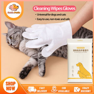 6pcs Pet Cleaning Gloves Wipes Pet Dry Wash Gloves No Wash Bathing Cleaning Cat Dog Wet Tear Stain Remover