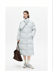 90 Duck Down Scarf Collar Long Womens Outerwear