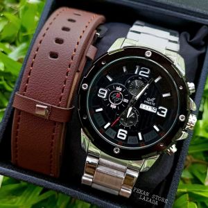 Jam Tangan Pria Mirete Original | Water Resistance | Tanggal Aktif Dua Tali Rantai Stainlees Steel Water Resistance