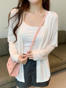 Loose Casual Knitted Long Sleeve Womens Sweater Spring Autumn V-Neck Simple Style plus Size Comfortable Fashionable Cardigan