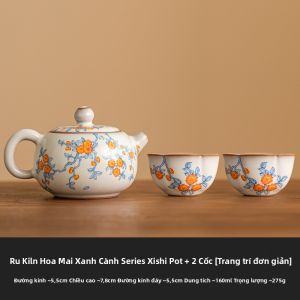 JISU | Bình Trà Yuraku Mẫu Hoa Mai Xanh Đơn Giản