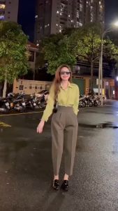 QUẦN TÂY NỮ LƯNG CAO ĐI HỌC QUẦN VẢI BAGGY CẠP V SIÊU CAO NỮ MẶC LÀM