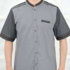 ADRIKNI baju koko atasan kemeja gamis pria baju batik busana muslim Warna silver