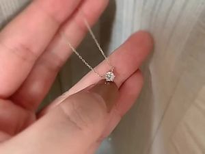 Tunay ginto 18K Saudi Gold Pawnable Six Claw Single Diamond Mini Collar Chain Necklace