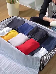 Large Capacity Quilt Clothes Storage Bag Portable Foldable Household Clothes Quilt Organizer With Handles Dustproof Space Saving