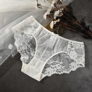 Quần Lót Ren Gợi Cảm Cạp Thấp Bằng Cotton Nguyên Chất Cho Nữ Quần Lót Tam Giác Cỡ Lớn Màu Đen Trắng Quần Lót Thoải Mái Cho Nữ