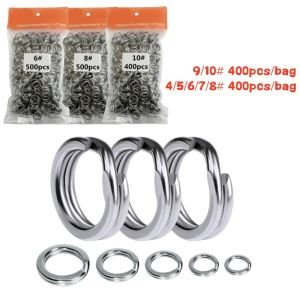 400/500pcs Fishing Split Rings 4-10mm Crank Hard Bait Snap Strengthen Double Loop Split Open Carp Fishing Lure Pesca Accessories