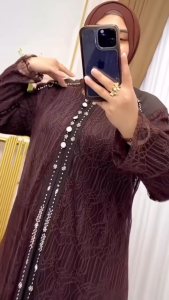 Violla Set Dress Brokat Mewah 2025 Terbaru Gamis Kondangan Bahan Cerutty Babydoll Mix Outer Brukat Aplikasi Payet